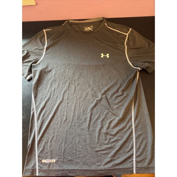 Under Armour HeatGear Mens Fitted Short-Sleeve Gray T-Shirt Size Large - Picture 1 of 7